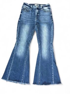 KanCan Kurvy Mid-Rise Super Flared Jeans with Raw Hem